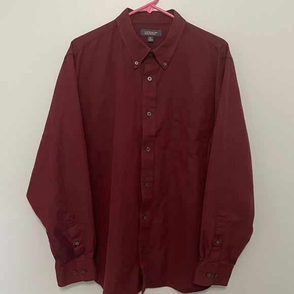 croft & barrow maroon colored button up shirt with one pocket size XL - Picture 1 of 6